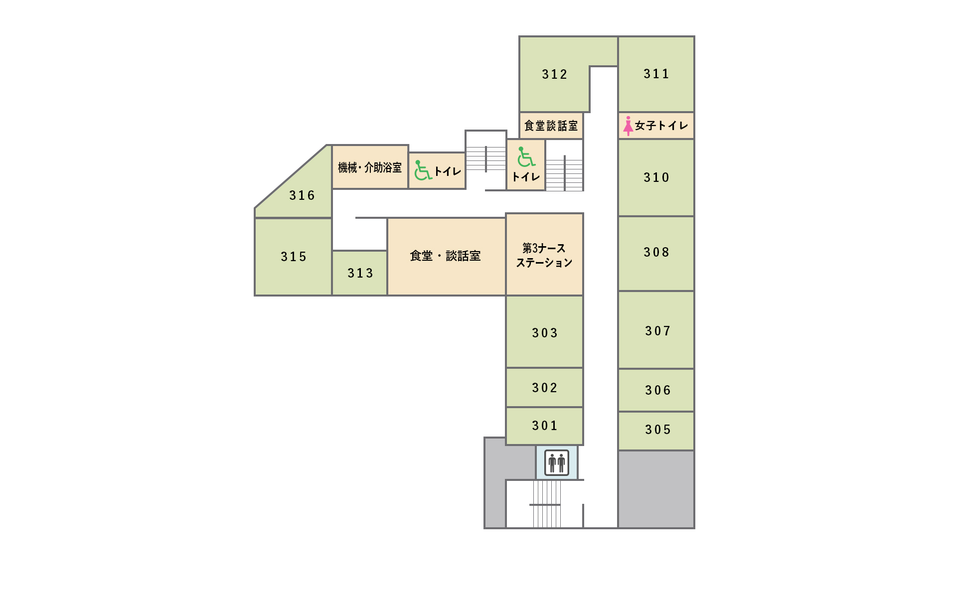 3F〜5F 病棟・リハビリフロア